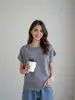 [Hengjia Hj] Tricô de Lã Solto com Gola Redonda e Mangas Curtas tipo Asa para Mulheres, Versátil, de Alta Qualidade, que Cobre o Corpo, Tricô Casual Simples