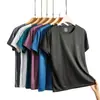 Camiseta Masculina 2022 Novo Estilo Lisa Seda de Gelo Secagem Rápida Manga Curta Malha Elástica Gola Redonda Fina Slim Fit Roupa Íntima