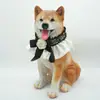 Babero de Flor para Mascota Negro Estilo Chanel Toalla para Babas Bufanda Suministros Perro Gato Bufanda para Mascota de Poliéster