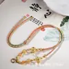 Cordón de Collar Tejido a Mano Estilo Xizang, Cuenta Dzi de Tanka, Cordón para Colgante de Cuenta Dzi, Lanyard de Cadena de Suéter con Cuentas de Vidrio Color Ceniza
