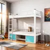 Cama de Hierro Forjado, Escritorio y Armario Combinados Yifanmei para Residencias Universitarias, Dormitorios de Estudiantes y Personal, con Escaleras Seguras para Entrar y Salir