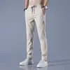 Pantalones Casuales de Gama Alta Paul para Hombre Verano Delgados de Negocios Ajustados Alta Elasticidad Secado Rápido Seda de Hielo Versátiles Rectos