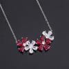 Collar Transfronterizo Tiktok Flor de Rubí Circonita Lujo Ligero Floral Moda Cadena Clavícula Joyería al por Mayor para Mujer