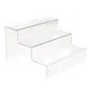 Estante de escada em acrílico, prateleira de armazenamento trapezoidal, sapateira, prateleira em camadas de caixa cega, expositor de acrílico transparente para figuras