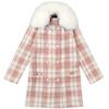 Mamão Leite Inverno Nova Moda Coreana Xadrez Casaco de Lã Grande Colar de Lã Comprimento Médio Engrossado Casaco de Lã Slim