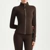 Chuanton Ropa de Yoga Top Ropa de Secado Rápido Cuello Alto Delgado Deportivo Manga Larga para Correr al Aire Libre Fitness Cremallera Chaqueta de Yoga