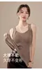 Ropa interior térmica de estilo largo hecha de seda de morera y cachemira con copas interiores fijas, terciopelo alemán, chaleco forrado de polar de invierno para mujer, adelgazante y realza la figura
