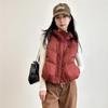 Chaleco Rojo Casual Estilo Western Retro Europeo para Mujer 2025 Nuevo Otoño e Invierno Chaleco Holgado Chaleco de Algodón