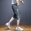 Pantalones cortos de mezclilla para hombre de tres cuartos al por mayor, corte recto, ajuste holgado, ligeros de verano, casuales versátiles de longitud media, ropa de trabajo para hombre