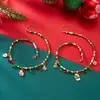 Collar Navideño con Colgante de Muñeco de Nieve con Campana, Goteo de Aceite Transfronterizo Europeo y Americano, Cuentas de Arroz Bloqueado por Color Retro para Mujer, Collar para Fiesta Navideña