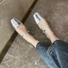 Zapatos Mary Jane de Cuero Genuino Plateados con una Sola Correa, Planos de Punta Redonda Baja para Mujer, Zapatos Planos Estilo Coreano Primavera 2026