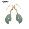 WT-E828 Forma de concha de caracol de gema amatista obsidiana circón incrustado estilo gancho lindos pendientes colgantes pequeños