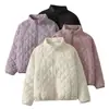 Nueva chaqueta de algodón con cuello alto para otoño e invierno, abrigo ligero de algodón, prenda exterior casual y cálida para ir al trabajo, chaqueta de algodón de corte holgado para madres
