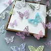 Decoración de mariposa de papel con simulación tridimensional 3D, accesorios de joyería de mariposa hueca tridimensional con textura metálica, pegatinas de pared para el hogar al por mayor