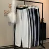Pantalones de Algodón a Rayas con Pierna Curva para Mujer Otoño Invierno 2026 Nuevo Bloque de Color Patchwork Casual de Pierna Ancha Cintura Alta de Pierna Recta Pantalones Deportivos
