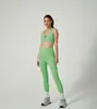 Conjunto de Dos Piezas para Mujer para Fitness y Yoga, Sujetador Deportivo Europeo y Americano Transfronterizo que Muestra el Ombligo Sin Marcas Vergonzosas, Pantalones de Cintura Alta que Levantan los Glúteos