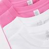 Macarons de Verão! Camiseta de algodão pesado rosa choque 250g de manga curta e gola redonda fresca solta masculina e feminina de meia manga