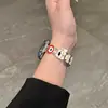 Adecuado para Correa de Apple S1011 Watch, Nuevo Color Otoño e Invierno Bloqueo de Color Patrón de Cuero Manzana Cachorro Rojo Arroz Combinación456 Pulsera