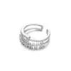 Anillo Abierto Ajustable con Diamantes de Circonia Color Plata 925 Chapado en Cobre, Lujo Ligero, Sensación de Alta Gama, Diseño de Nicho Anillo de Mariposa