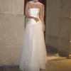Vestido de Novia Ligero Estilo Francés, Satén Blanco, Strapless Vintage, Vestido para Recepción y Salida, Banquete de Alta Gama de Nicho, Ceremonia de Mayoría de Edad, Falda Abullonada