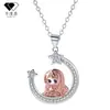 Knn-22 Collar Luna Niña para Mujer Dibujos Animados Joyería Transfronteriza Lujo Ligero Cadena de Suéter de Gama Alta Diseño de Nicho