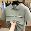 Camiseta Masculina de Nylon Manga Curta Lapela Verão Nova Casual Meia Manga para Homens de Meia-Idade e Idosos Camisa Polo