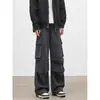 Estilo Callejero Retro Americano Desestructurado Corte Limpio Unisex Versátil 2026 Holgado Pierna Ancha Recto Pantalones Negro