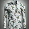 Amazon AliExpress Venta Caliente Transfronteriza Cardigan de Manga Larga con Solapas y Estampado Floral de Enredadera Impreso en 3D Camisa para Hombre