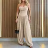 Novedades de Ropa para Mujer Verano 2026: Mono de estilo europeo y americano para vacaciones transfronterizo, de color liso, holgado, casual, con tirantes y pierna ancha