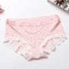 Ropa interior de mujer de algodón con borde de encaje de color natural sin costuras, cintura media, cintura alta de algodón de alta elasticidad [entrega de una sola pieza] fabricante