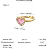 Anel Coração Colorido com Cravação de Diamantes em Aço Inoxidável Banhado a Ouro 18K, Fashionável, Doce, Fofo, Simples e Versátil, Estilo Ins, para Mulheres