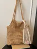 Bolsa Tejida Artística Mori de Gran Capacidad para Ocio de Primavera y Verano para Mujer, Pequeña, Ligera, de Hombro, para Playa y Vacaciones en la Costa