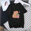 Atacado Transfronteiriço 2025 Nova Camiseta Feminina com Gola Redonda, Estampada e Manga Curta, Tendência da Moda Feminina, Tops Casuais Versáteis e Largos para Mulheres