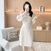 Shisanxing 2026 Otoño Nueva Ropa para Mujer Tallas Grandes Vestido de Punto de Seda Helada con Empalme de Manga de Malla Holgada