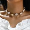 Joyería transfronteriza europea y americana Collar con colgante de concha de cuentas de arroz estilo bohemio Collar de cadena para clavícula con cuentas hecho a mano para mujer