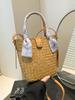 Bolso Tejido de Paja para Vacaciones en la Playa de Verano para Mujer 2026 Nuevo Bolso Cruzado Versátil Bolso Cesta Tejida