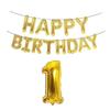 Feliz Cumpleaños Globo Letra Inglesa Traje de Cumpleaños Primer Año de Niño Imitación US Globo de Película de Aluminio para Fiesta de Cumpleaños