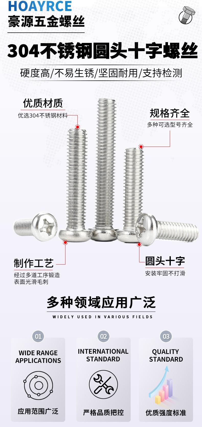 不锈钢圆头十字螺钉