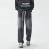 Jeans reto masculino primavera e outono marca de moda americana High Street retro solto calça de perna larga calça comprida para meninos