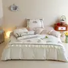Roupa de Cama Divertida Infantil Algodão de Fibra Longa Escovado Conjunto de Três ou Quatro Peças Outono e Inverno Quente Conjunto 100% Algodão Roupa de Cama 1,2m Não Esfria na Pele