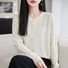 Nuevo cárdigan de punto con pedrería para otoño para mujer, suéter abrigo versátil de cuello redondo casual holgado, top adelgazante estilo coreano, moderno