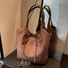 Bolso Casual de Gran Capacidad para Viajes Diarios para Mujer 2026 Nuevo Otoño e Invierno Bolso de Hombro de Gamuza Bolso de Mano Tipo Cubo