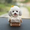 Adornos para el Interior del Coche, Adornos para Coche con Cabeza Oscilante, Perro Teddy de Pedrería, Gato de la Suerte para Coche, Conductora Independiente Transfronterizo
