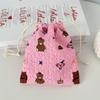 Bolsa Pequena Portátil de Desenho Animado Fofo com Estampa de Espuma e Cordão para Estudantes, Bolsa de Armazenamento de Artigos de Higiene Pessoal para Viagem