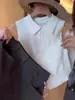 Top de punto blanco estilo francés, suave y cómodo, con cuello polo, para mujer, Verano 2026, Blusa sin mangas abotonada y transpirable