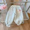 Calças Femininas Outono e Inverno 2025 Novas Calças Casuais Estilosas para Bebê Forradas com Lã Calças Jogger de Moletom Infantil Roupa de Inverno