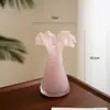 Adorno de Jarrón con Falda Fenton Hecho a Mano de Gama Alta, Decoración Suave Moderna de Lujo Ligero para Esquina de Mesa de Café de Sala de Estar, Florero