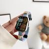 Para Apple Watch 678910 Geração Urso Jeans Tira Fina Lona Cintura Pequena Pulseira Magnética com Fivela Dobrável