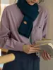 Camisa de Rayas Verticales en Contraste Retro Francesa para Mujer Primavera 2025 Nuevo Top de Manga Larga para Fregar