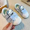 Zapatos Deportivos para Niñas 2026 Hello Kitty Lindo Moño Suela Suave Velcro Transpirables Zapatos de Tabla Princesa para Niños Pequeños